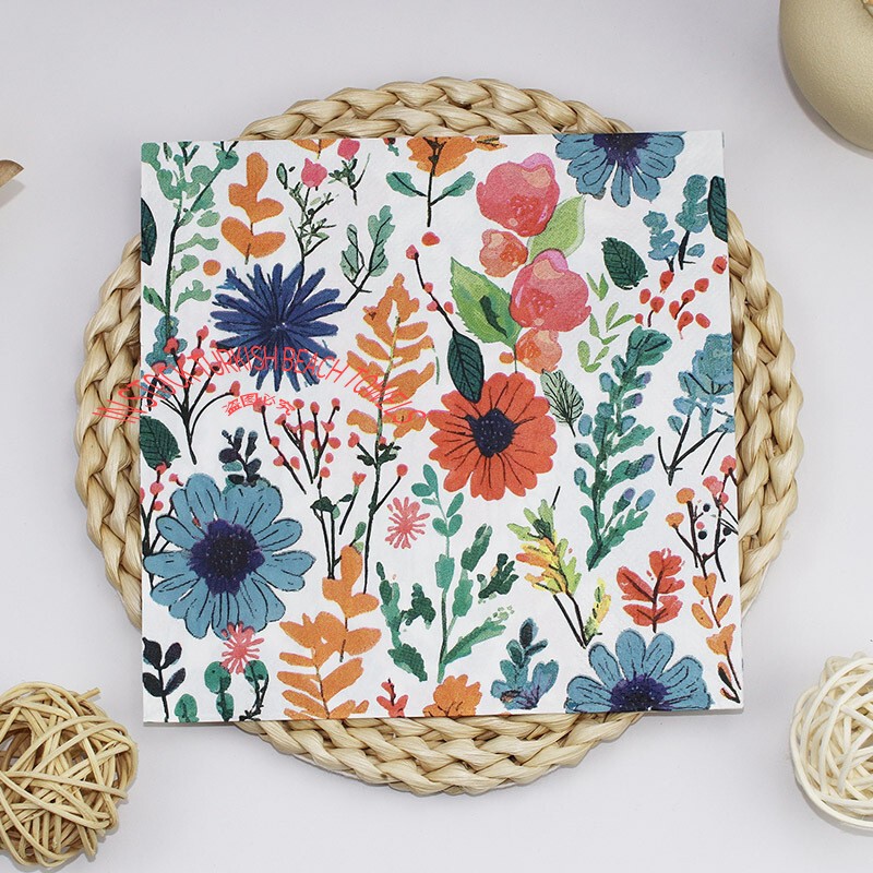 200 Disposable Paper Napkins Floral Paper Napkins Flower Guest Napkins