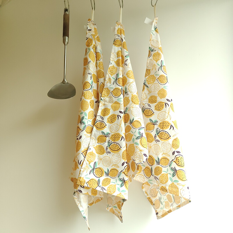 Lemon Cotton Flour Sack Kitchen Towel, Lemon Kitchen Dish Towel, Thin Cloth, Absorbent