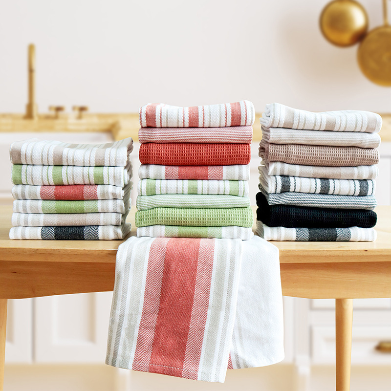 4 Pieces Cotton Kitchen Towels Tea Washcloth 65*45cm Yarn-Dyed Tea Towel