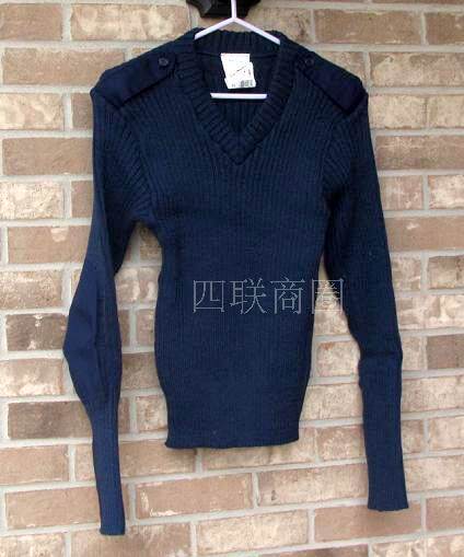 Domestic spot new public hair Jun version of the United States air Jun pure wool coat Imperial Sea Jun Blue uniform pullover V-neck