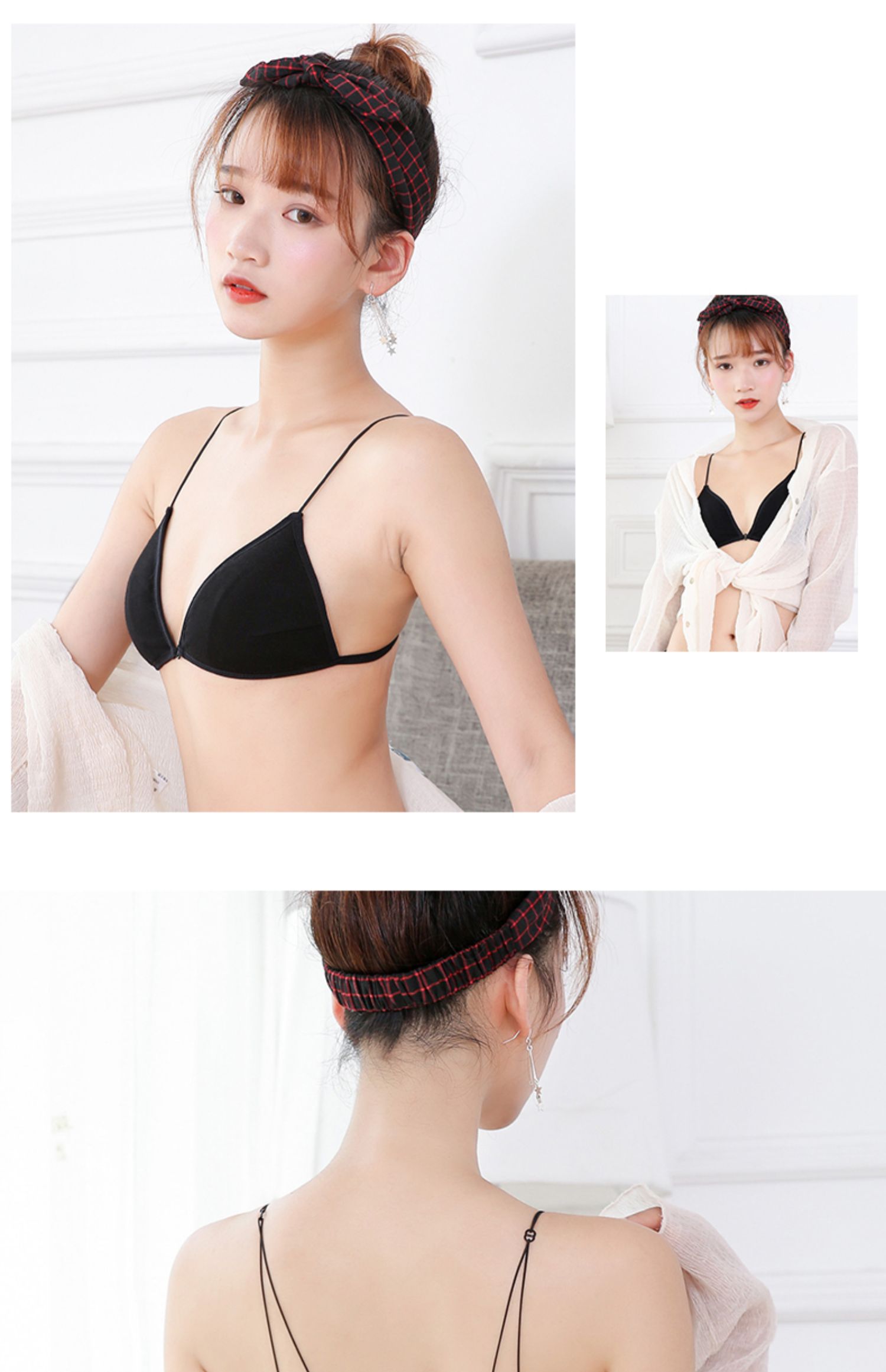 Sexy backless rimless siêu mỏng đồ lót học sinh tập hợp trên khóa trước áo ngực cotton cô gái tam giác Pháp - Now Bras áo nâng ngực
