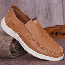 Mens genuine leather casual shoes New products Fashion set foot light shock absorbing Lefoe shoes Summer leather shoes headliner Bull Leather Men Shoes