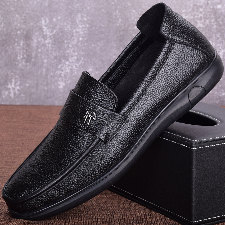 Summer dad leather shoes men's daily casual top layer cowhide men's set foot single-layer soft leather middle-aged and elderly father shoes