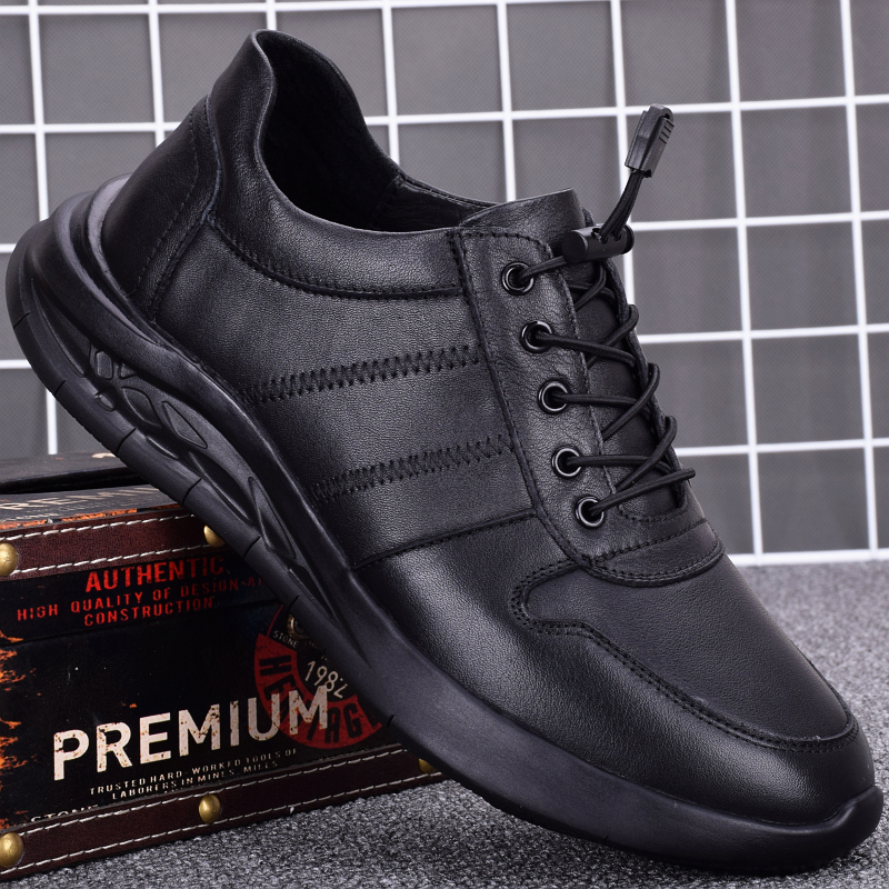 Men's shoes autumn 2022 new leather sports shoes top layer cowhide breathable light thick bottom heightened casual leather shoes men