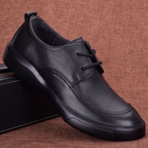 Spring Fall Mens Shoes Genuine Leather Men Business Casual Leather Shoes Thick Bottom Soft Bottom Head Layer Bull Leather Black Genuine Leather Shoes