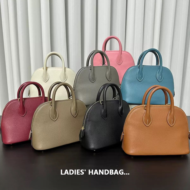 Semi-Handmade Genuine Leather Mini Shell Bag 2025 Autumn and Winter New Bowling Bag Versatile for Daily Use Single Shoulder Crossbody