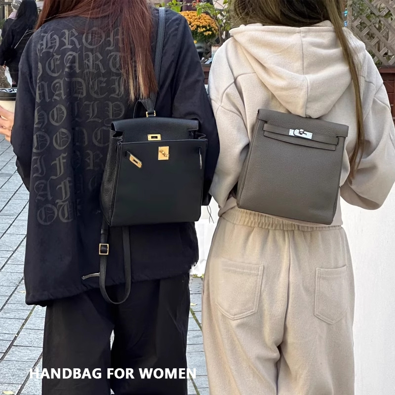First-Layer Cowhide Semi-Handmade Ad Backpack 2025 New Casual Modern High-End Genuine Leather Kelly Bag Women's Backpack