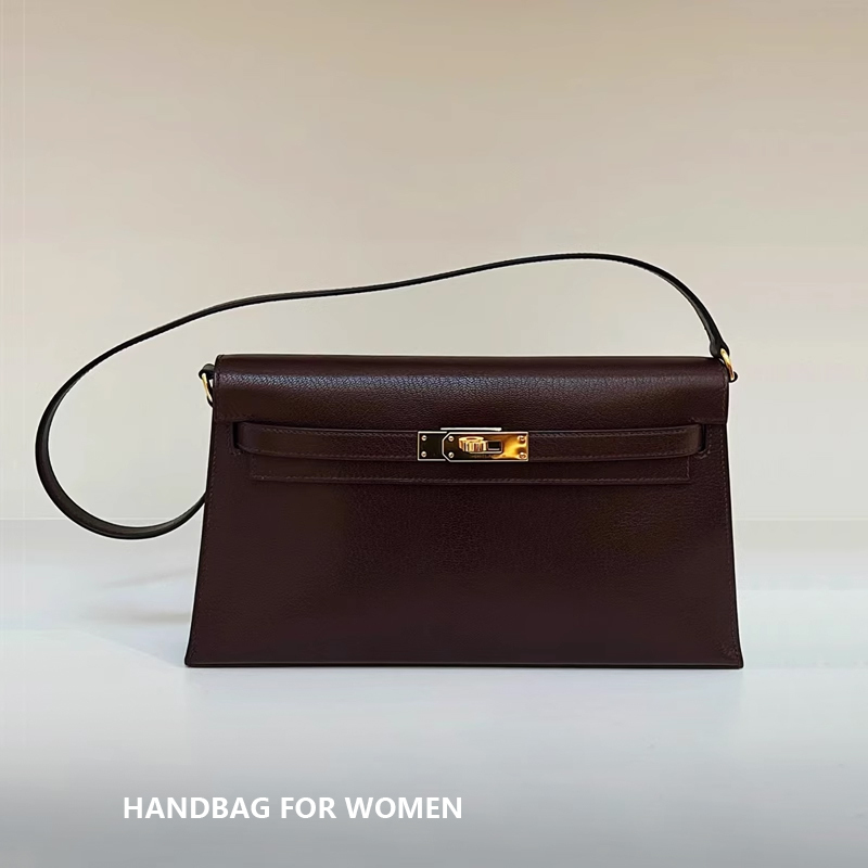 First-Layer Genuine Leather Kelly Underarm Bag 2025 New Model, Casual Shoulder and Crossbody Kelly Bag for Women