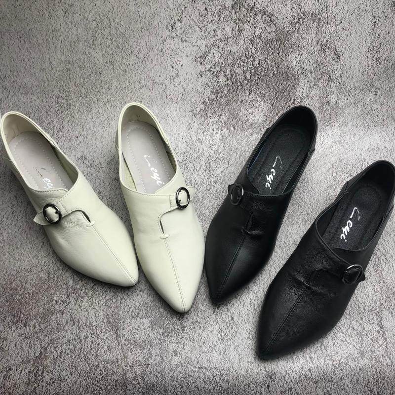 Brand withdrawal and clearance handle 2023 tip leather female slippers low heel dress shoes work shoes