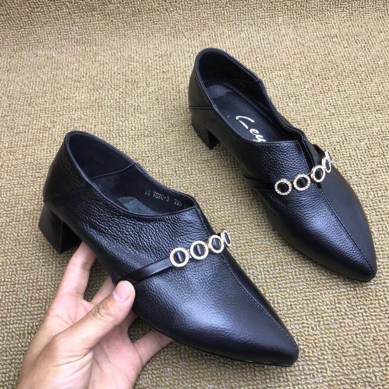 Brand withdrawal and clearance treatment 2023 tip - head coarse heel female shoes fur shoes furnished work shoes