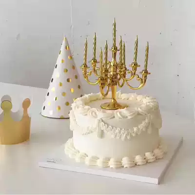 Candlestick cake decoration birthday candle Net red cake decoration plug-in European retro birthday Candlestick cake ornaments