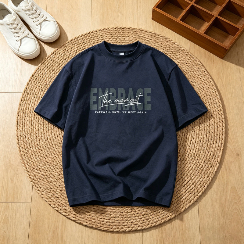 American-Style Navy Blue Short-Sleeve T-Shirt for Men, 2026 New Popular Summer Loose Half-Sleeve Shirt X