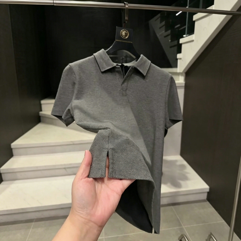 【Stylish Men's Outfits】Summer New Men's High-End Simple Clean-Line Business Casual Versatile Slimming Fashion Short Sleeves
