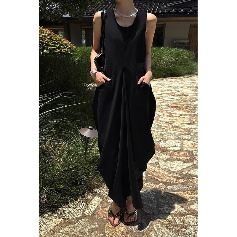 Luobian ins Mulberry Silk Sleeveless Dress Women's Summer Modal Bamboo Fiber Tank Dress Irregular Long Dress