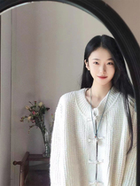 today on new Chinese style disc buckle knit cardiolique female niche design Two suits for a long half body dress woman