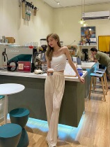 Today on] summer upper body sheet people i.e. view small crowdsourced design ins wind loose light and thin press pleated pants