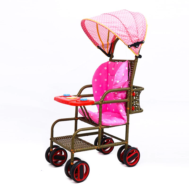 Xe đẩy trẻ em bằng tre nhỏ, ghế ăn dặm, xe đẩy, ghế ngồi cát cho bé mây tre đan, ghế xếp cho bé mùa hè gọn nhẹ đơn giản - Xe đẩy / Đi bộ