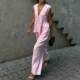 European and American style new V-neck sleeveless top vest long pants set V-neck vest long pants set