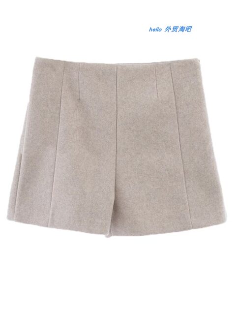 European and American Style New Autumn and Winter High-Waisted Woolen Shorts, Loose Casual Wide-Leg Pants High Waisted Shorts