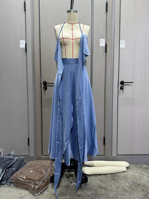 European and American New Style Seaside Vacation Tube Top Vest Half Skirt Set Tie up Vest Half Skirt Set