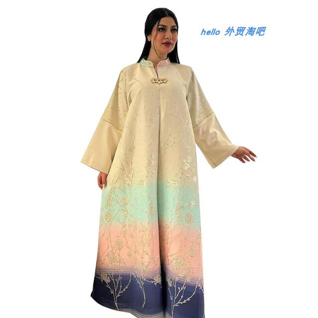 New Style Middle Eastern Arabic Dress, Fashionable Jacquard Gradient Robe