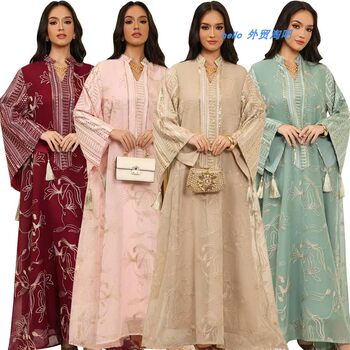 New Middle Eastern Embroidered Sequin Robe Ethnic Style Tassel Dress Embroidered Sequin Dress