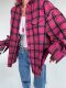 European and American Style Fashion Loose-Fitting Rose Red Plaid Long-Sleeved Shirt