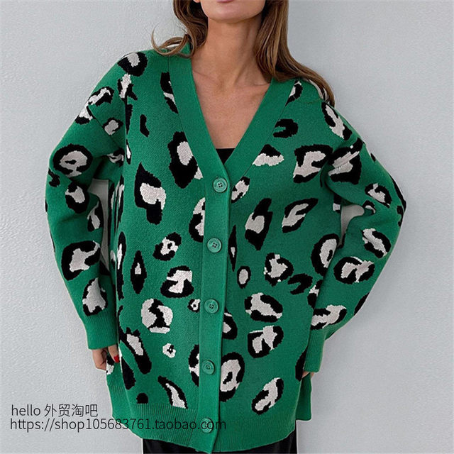 European and American Autumn and Winter V-Neck Color-Block Knitwear Loose Sweater V-Neck Colorblock Loose Sweater