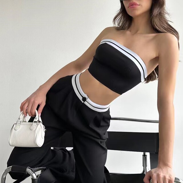 Chest Wrap and Wide Leg Pants Set