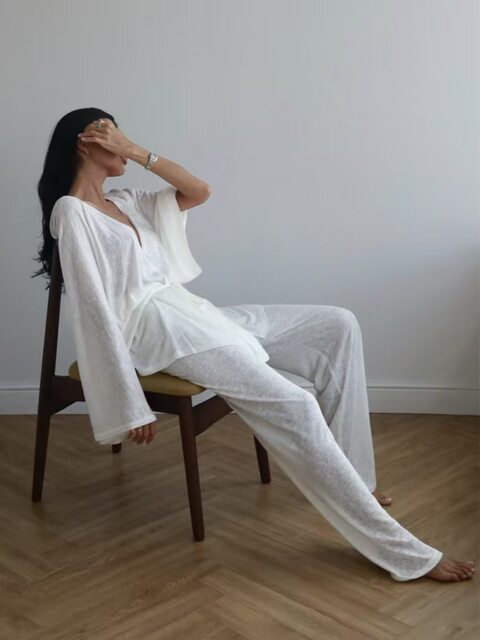 European and American New Style Loose Long-Sleeved Top and Pants Two-Piece Loungewear Set