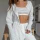 European and American Style Heart Print Top, Underwear, and Long Pants Three-Piece Set Printed Three Piece Home Suit