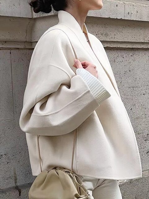 European and American Style New Loose-Fitting Long-Sleeved Short Woolen Jacket