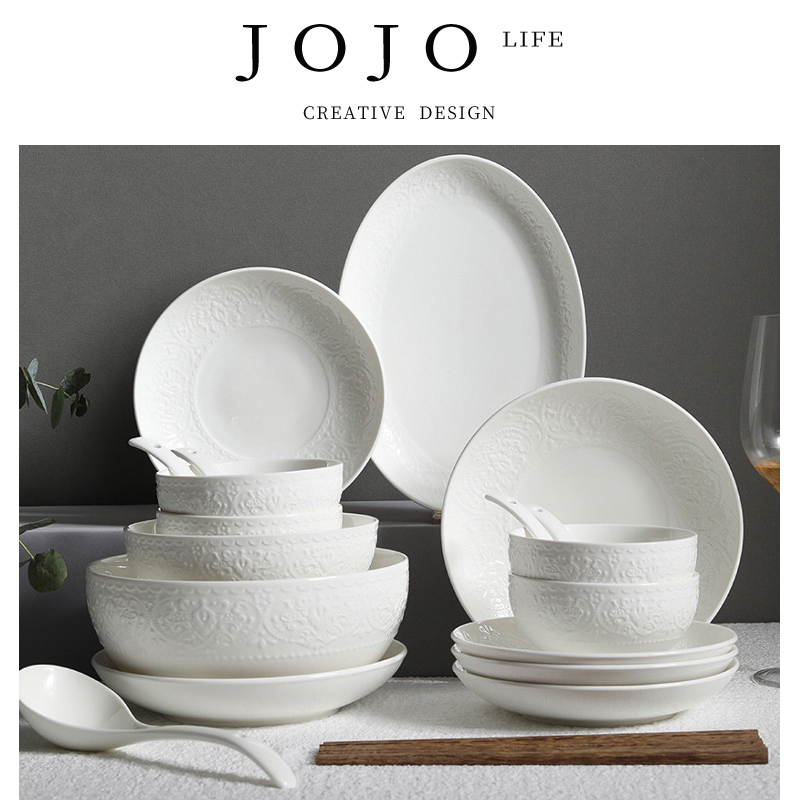 Jojo's L. Pd.Mournful. Alice Ceramic Relief Western-Style Bowl and Plate Set |   Pitiful