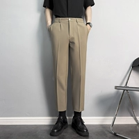 K19 светло -коричневые укороченные брюки (безмолвное гладение)