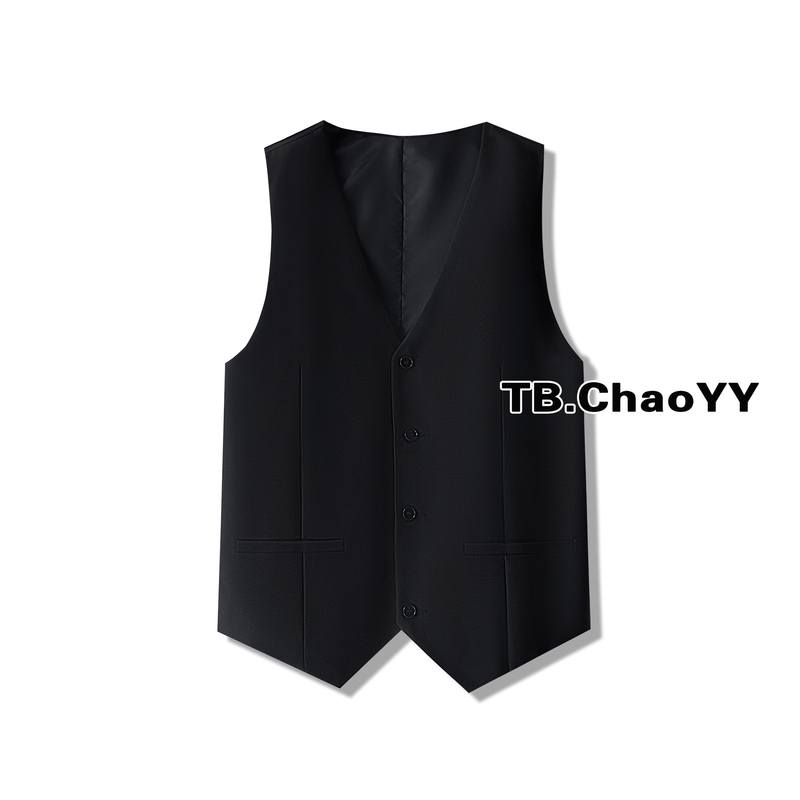 Spring Suit Vest for Men, Stylish Sleeveless Jacket, Casual Suit with Drape, Trendy Hong Kong Style Fashion Vest