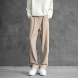 Черные штаны, летний шелковый костюм, свободный прямой крой, изысканный стиль, в американском стиле, высокая талия