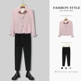 Демисезонный комплект, штаны, рубашка, изысканный стиль