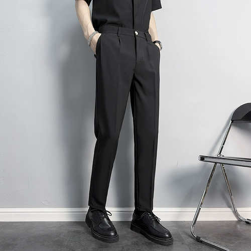 Костюм, черные штаны для отдыха, свободный прямой крой