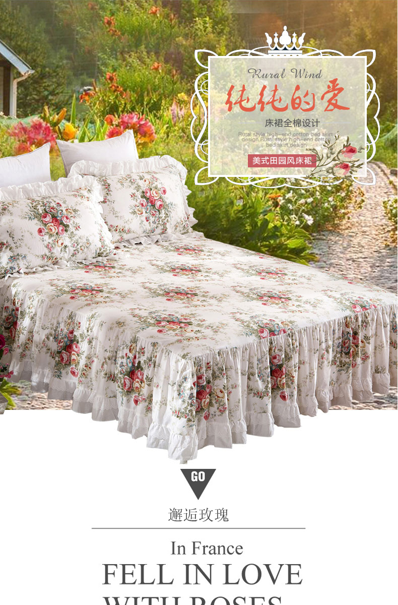 Bông giường váy mảnh duy nhất mùa xuân và mùa hè chống trượt bedspread loại 1.5 m duy nhất đôi ren nhỏ tươi 1.8 m trải giường