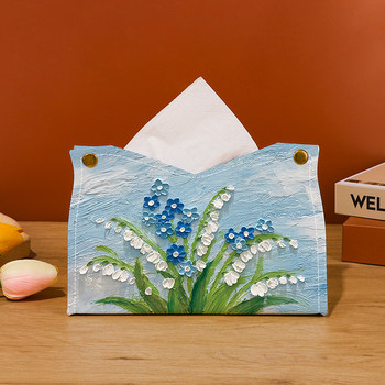 Lily of the valley oil painting tissue box light luxury cardboard box car living room desktop paper draw set storage home dining room high-end