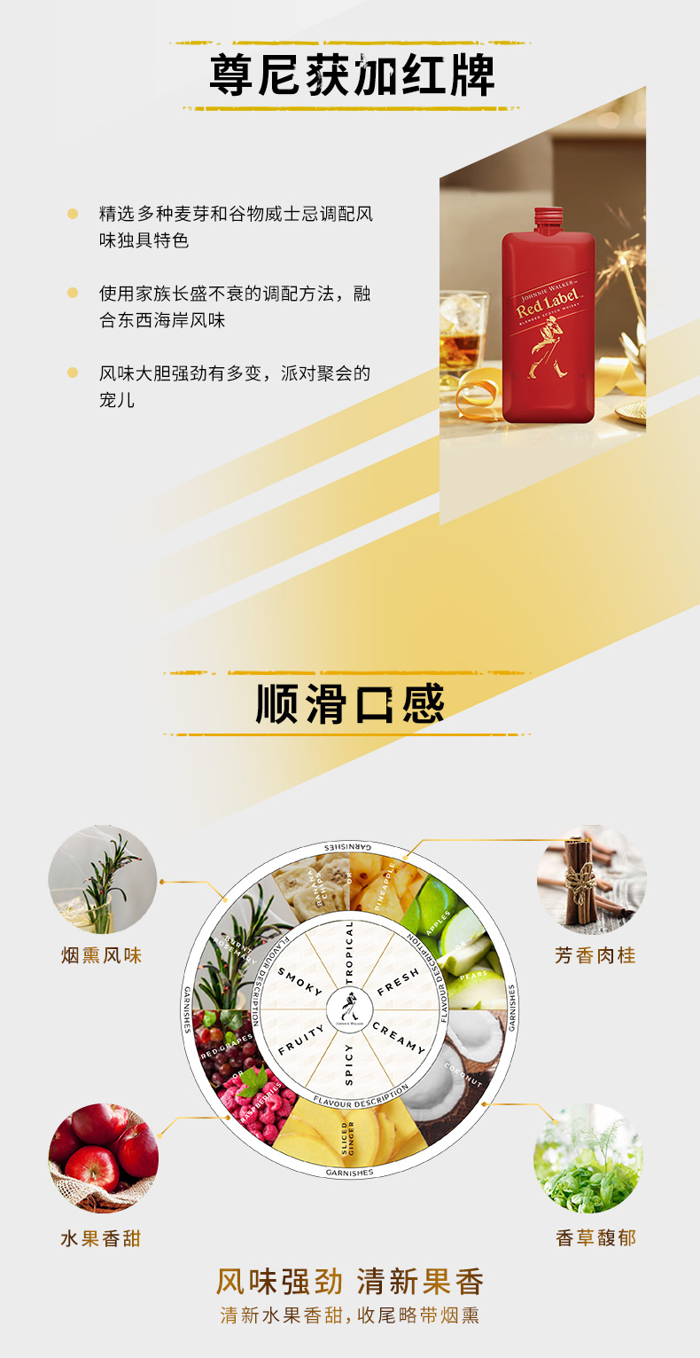 英国原产 尊尼获加 红方调配威士忌 200ml 图2