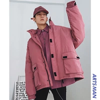 Hồng Kông Aberdeen văn học nam phong cách Harajuku xu hướng nam dày cotton mùa đông dụng cụ lỏng đôi bf cotton áo khoác áo khoác dạ nam