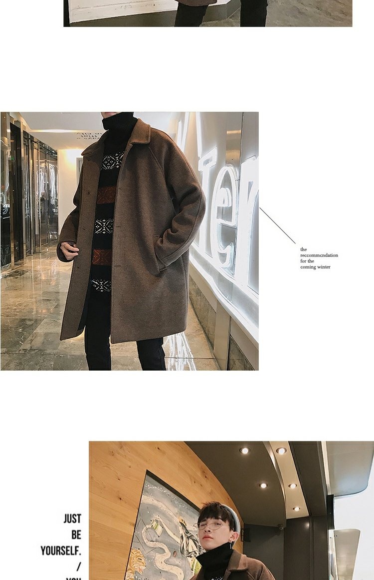 Hồng Kông Aberdeen người đàn ông văn học Hồng Kông phong cách Harajuku xu hướng áo len nam mùa đông ulzzang áo len dài shop áo khoác nam