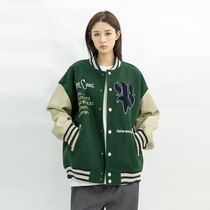 Alphabet embroidery splicing baseball jacket male autumn and winter American Hiphop trend loose couple sports jacket