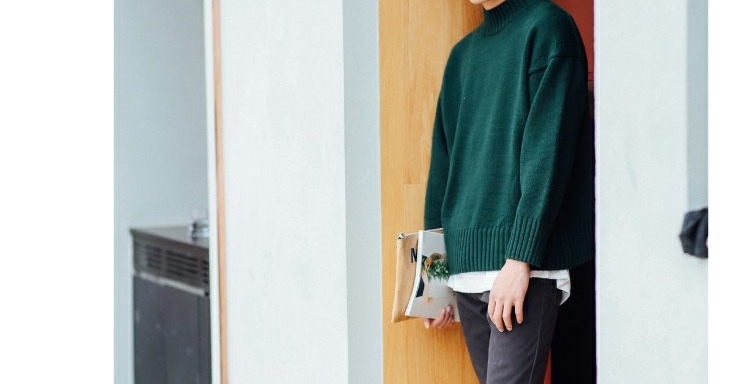 Hồng Kông Aberdeen văn học nam Hong Kong phong cách Harajuku lỏng xu hướng nửa cổ áo len cao cổ mùa thu và mùa đông Hàn Quốc đẹp trai của thủy triều ulzzang đồ nam đẹp