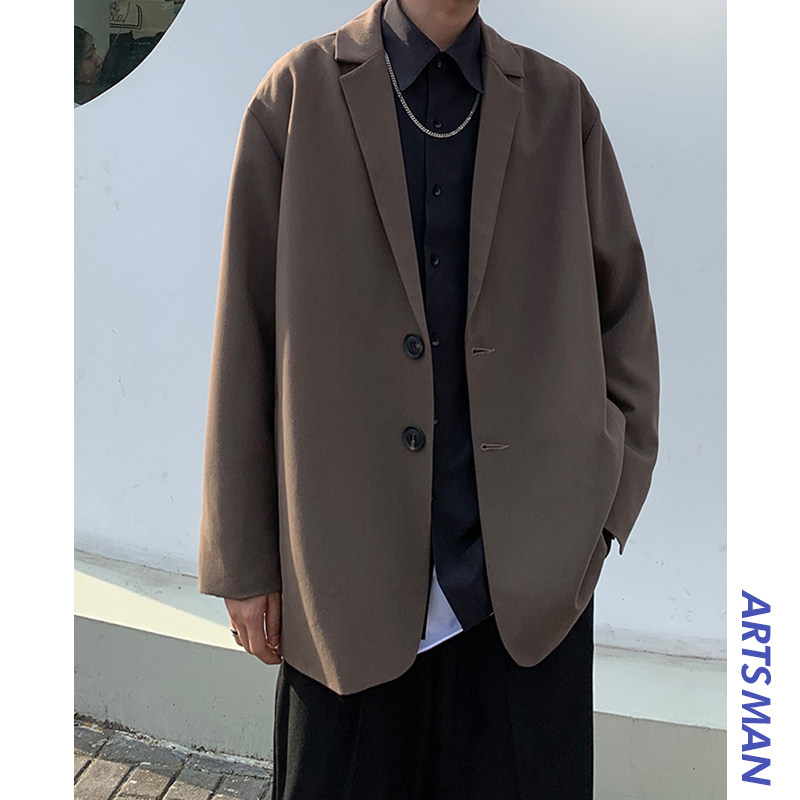 @Hong Kong Tsai literary male summer suit jacket Hong Kong wind day department trend loose leisure suit British wind retro