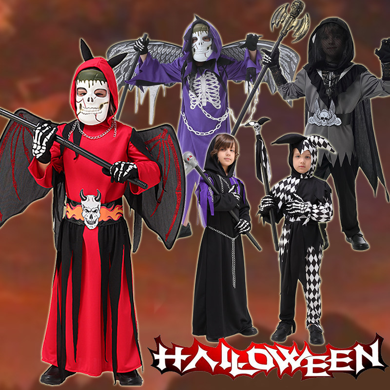 Halloween Children Play Costume Boy Horror Ghost Clothes Devil Skeleton Demon Clown Dead God Vampire Clothes