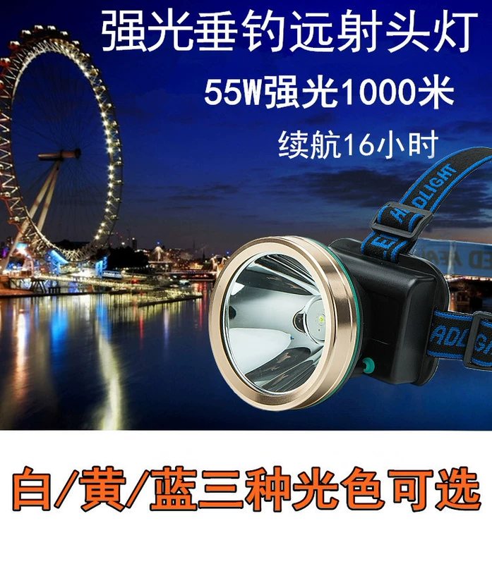 Chiếu sáng ngoài trời LED đèn pha mạnh sạc tầm xa đầu gắn trên đèn pin đêm câu cá đầu top miner của đèn den bin sieu sang
