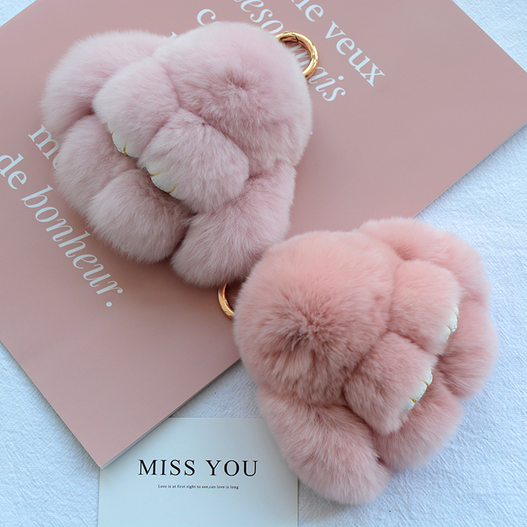 Authentic Mini Sleeping Rabbit Pendant Bag Charm Car Keychain Cute Plush Toy Rex Rabbit Fur Doll