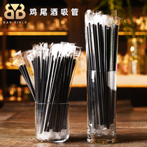 Bar bartender single package black straw straight straw plastic seal straw short straw restaurant drink straw